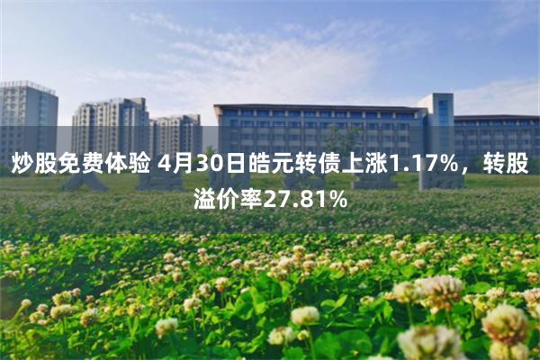炒股免费体验 4月30日皓元转债上涨1.17%，转股溢价率27.81%