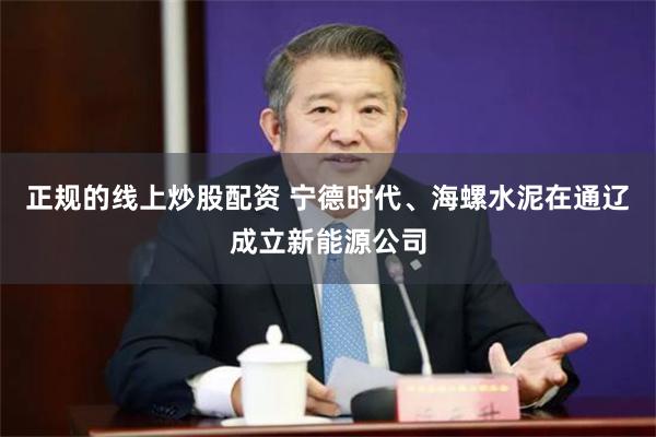 正规的线上炒股配资 宁德时代、海螺水泥在通辽成立新能源公司