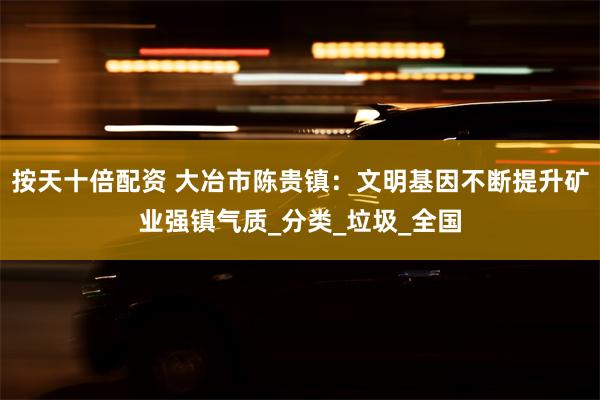 按天十倍配资 大冶市陈贵镇：文明基因不断提升矿业强镇气质_分类_垃圾_全国