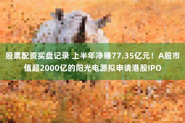 股票配资实盘记录 上半年净赚77.35亿元!A股市值超2000亿的阳光电源拟申请港股IPO