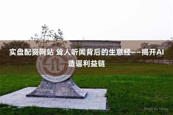 实盘配资网站 耸人听闻背后的生意经——揭开AI造谣利益链